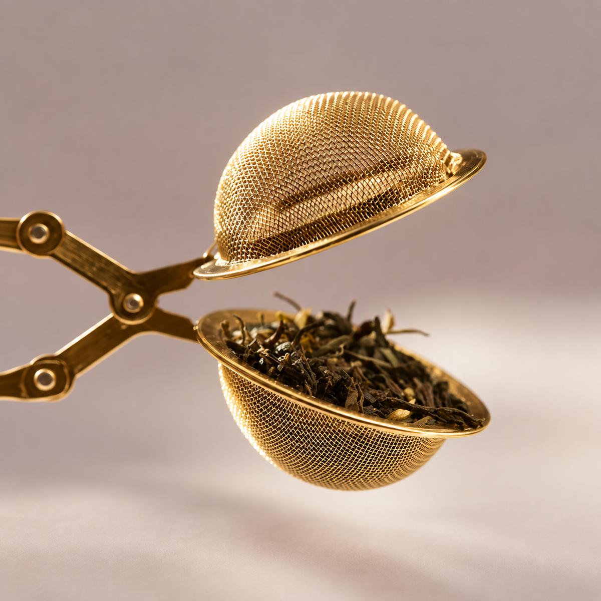 LUNARA Golden Tea Infuser mit losen Teeblättern